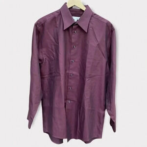 Pronto Uomo Mens Buttoned-down Non Iron Shirt Burgundy Size 16 EUC